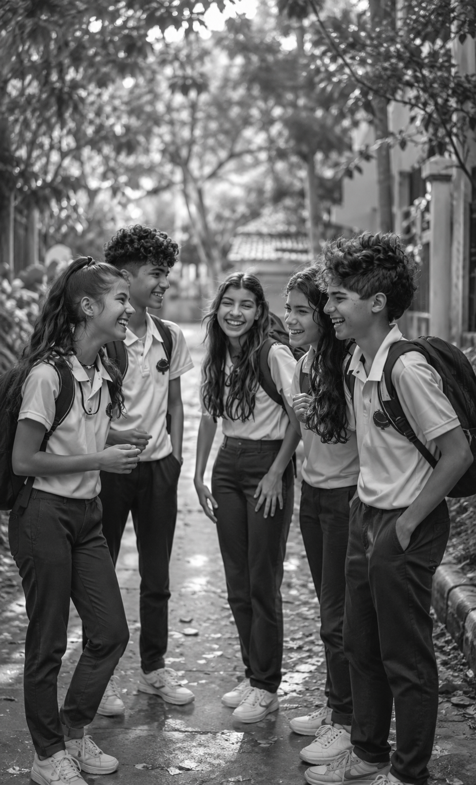 Group of teens laughing together, representing teen orthodontic care